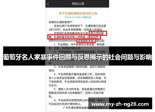 葡萄牙名人家暴事件回顾与反思揭示的社会问题与影响